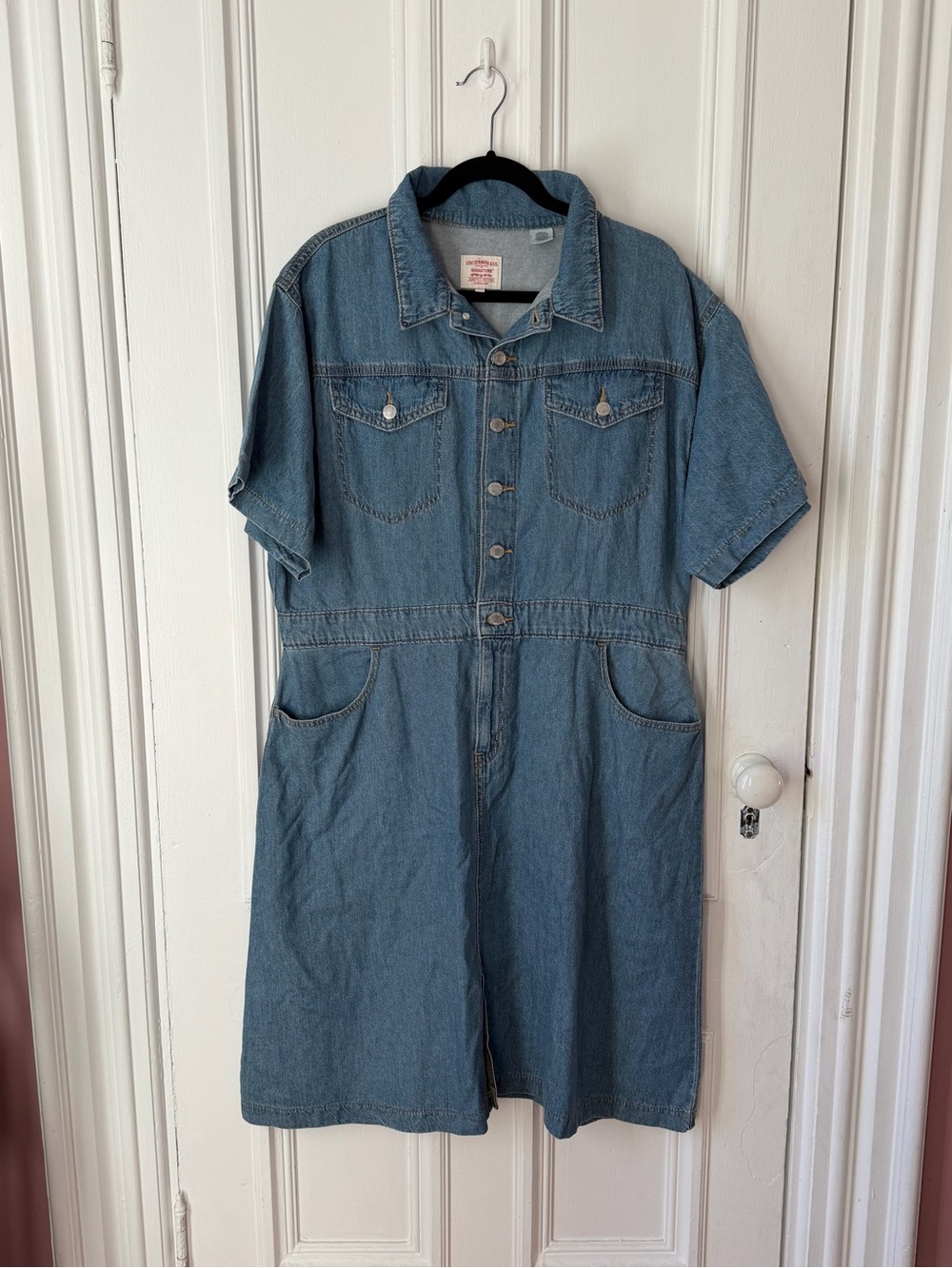 Women’s Levi Strauss & Co. button Front Short Sleeve Denim Shirt Dress Size XL